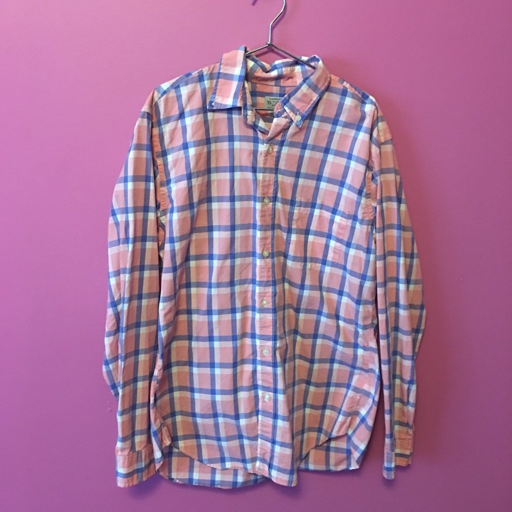 men’s pink plaid dress shirt